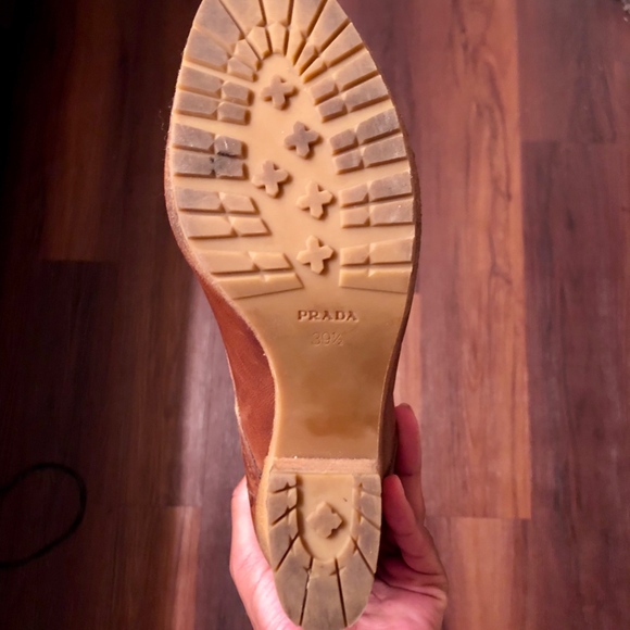 Tan Leather Prada Ankle Booties sz 39.5 - Picture 3 of 6